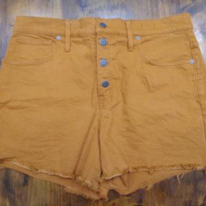 Madewell Denim High‎ Rise Shorts Orange - Button Fly Edition